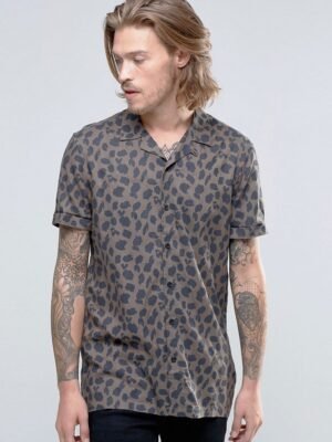 Rich Style Dark Gray With Blue Dots Half Sleeves shirt